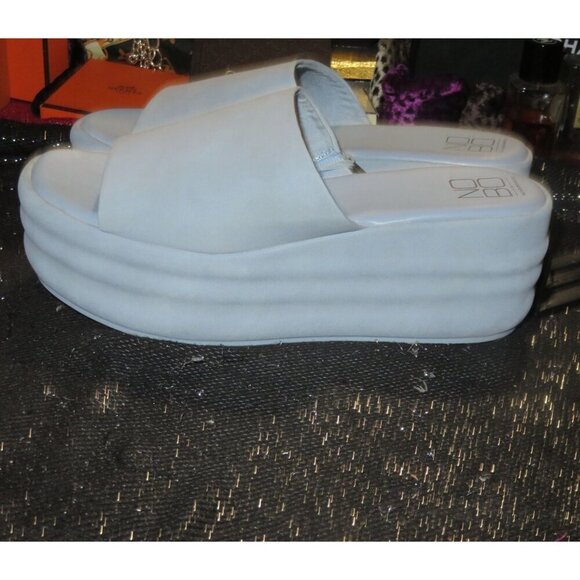 No Boundaries NOBO Pastel Blue Vegan Leather Platform Slides Sandals size 6 - Picture 1 of 10